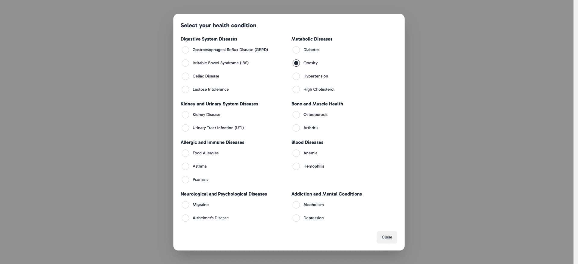 Select Health Condition