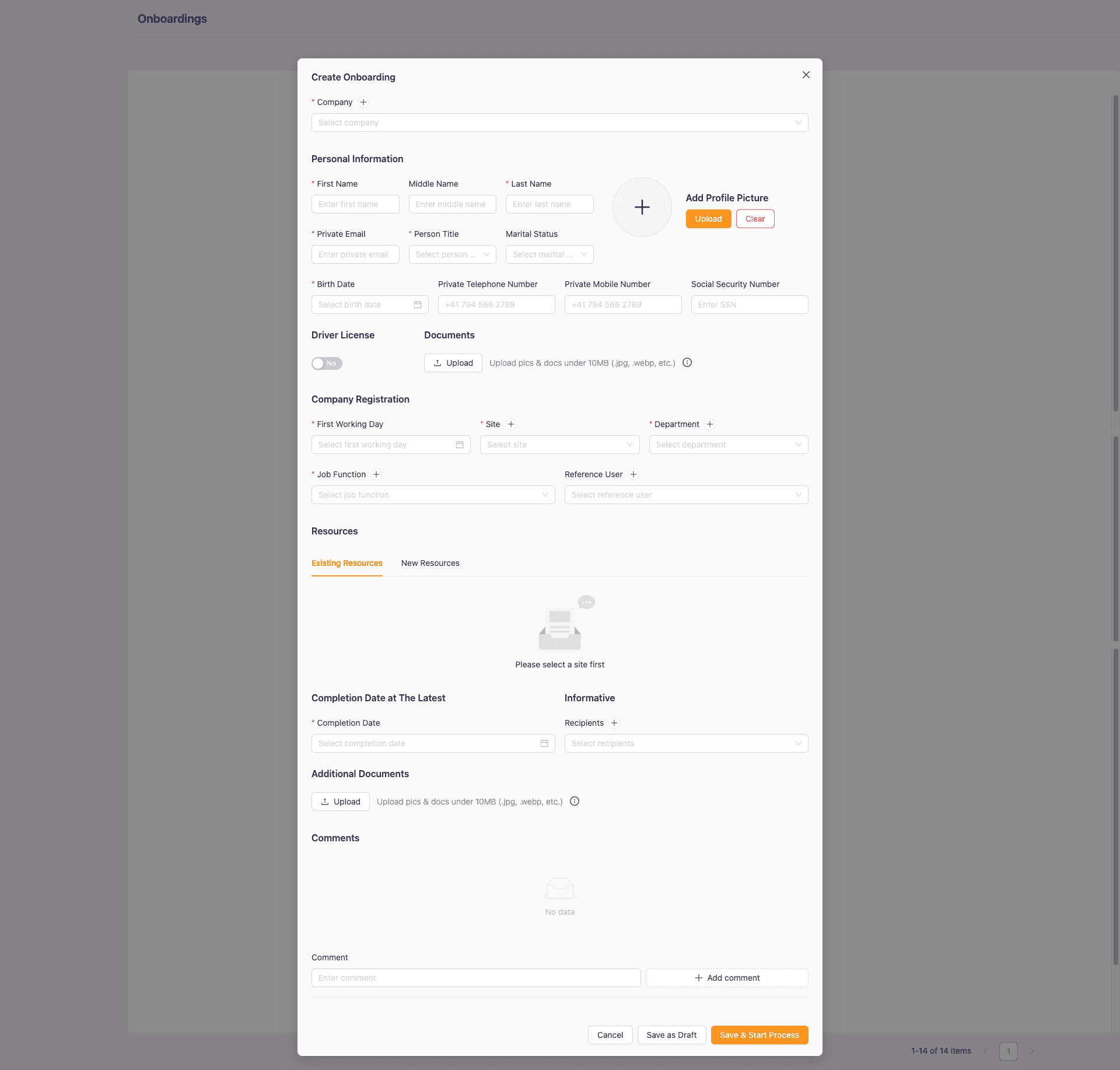 Create Onboarding