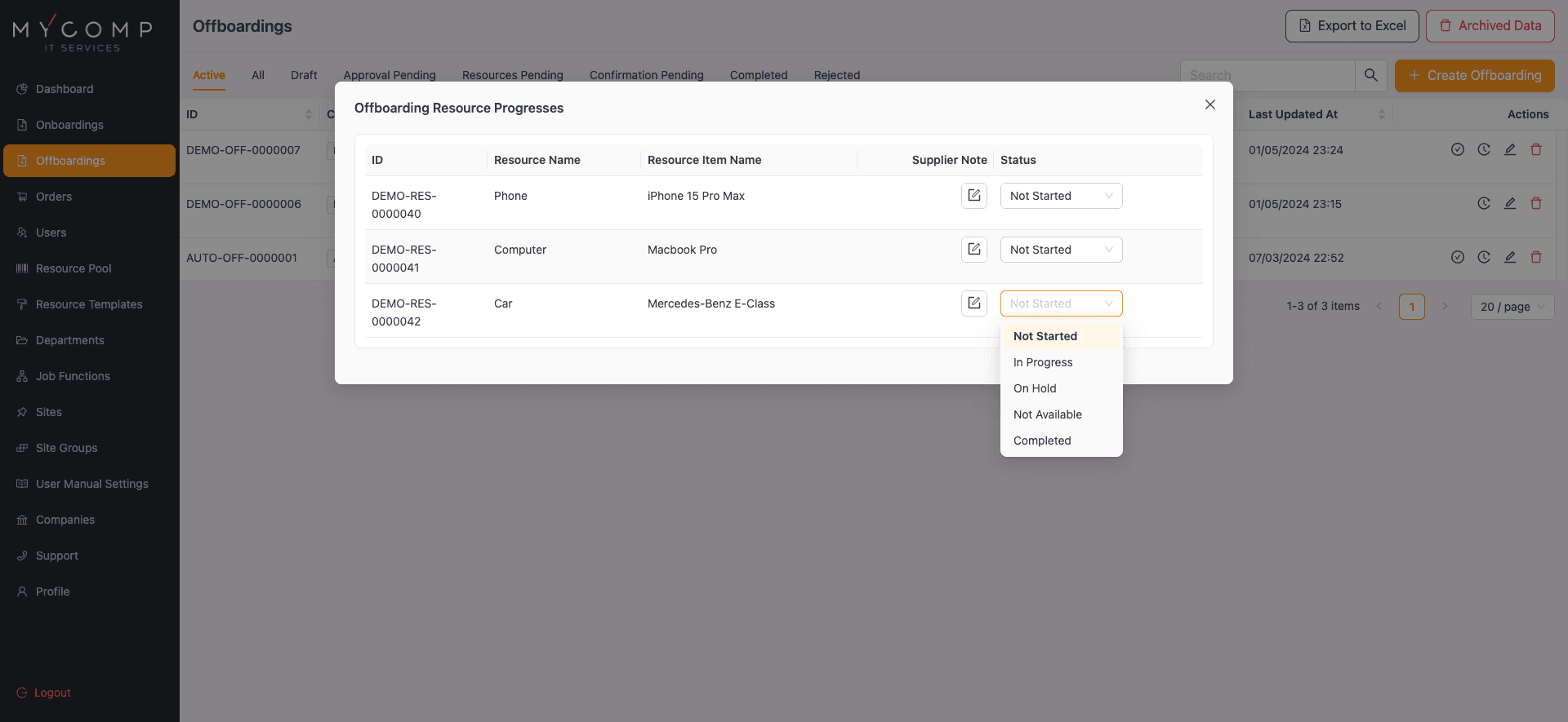 Manage Offboarding Resources